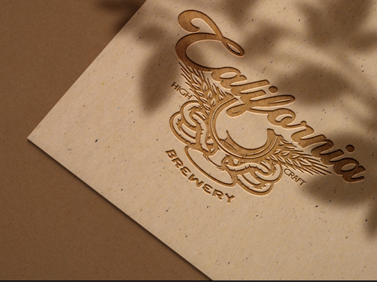 California Brewery crest embossed in gold on textured paper stock